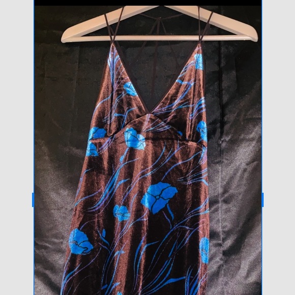 Ecote velvet blue and brown dress Ecote velvet blue and brown dress